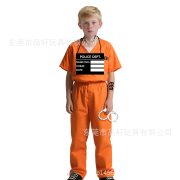 Adult Halloween Party Cosplay Prisoner Costume Orange Inmate Outfit With Accessories Stage Performance Apparel - Image 3