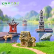 Creative Miniature Landscape Simulated Stone Tower Pavilion Gardening Bonsai DIY Decoration Accessories Eco-Friendly Bottle Small Display Resin Crafts - Image 2