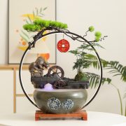 Lucky Flowing Water Fountain Ornament for Home Office Decoration Circular Water Feature Ideal Housewarming Gift - Image 3