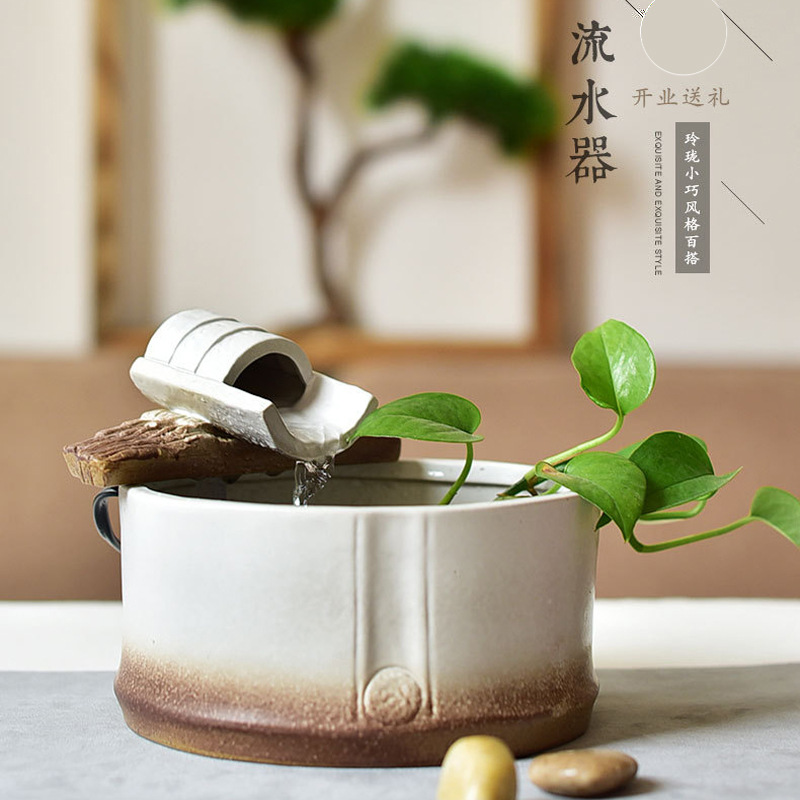 O1CN018sw6XG1gZUiAo8rAs_2664154156-0-cib.jpg Creative Ceramic Water Fountain Ornament Miniature Flowing Stream Decor for Living Room Office Aquarium Wholesale Gift - Image 1