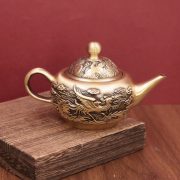 源头工厂黄铜龙凤茶壶立体浮雕龙凤呈祥茶室装饰开业送礼收藏批发 - Image 2