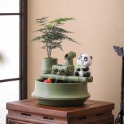 Lotus Flower Flowing Water Fountain Ornament Ceramic Home Office Desktop Decoration Chinese Style Wealth Circulation New Living Room Opening - Image 2