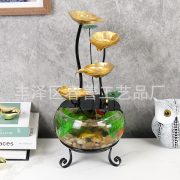 Simplified Desktop Home Glass Aquarium Wealth Attracting Flowing Water Fountain Ornament for TV Cabinet Living Room Entrance Landscape - Image 2