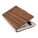 Custom Metal Black Walnut Card Holder with Logo Engraving for Business Promotions Conferences and Public Relations Gifts