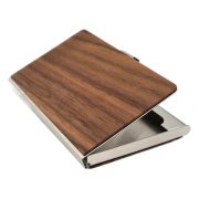 Custom Metal Black Walnut Card Holder with Logo Engraving for Business Promotions Conferences and Public Relations Gifts