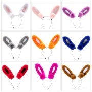 Adjustable Color Block Custom Mascot Costume Headband Halloween Role Play Rabbit Ear Cosplay Plush Hair Accessory - Image 2