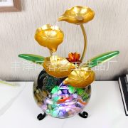 Simplified Desktop Colorful Light Glass Aquarium Ornament Craftwork Lucky Water Flowing Fountain for Office Front Desk Coffee Table - Image 5