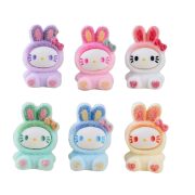 Customizable Decorative Rabbit Resin Ornament Cute Gradient Flocking Design Creative Handmade DIY Jewelry Accessories - Image 5