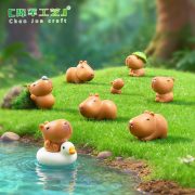 Customizable Decorative Ornaments Miniature Landscape Cute Lotus Leaf Hat Capybara Doll Garden Sculpture DIY Decoration Accessories - Image 2