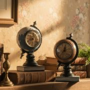 Fashionable Creative Resin Home Decorations Customizable Retro Earth Clock Tabletop Craftwork for Living Room - Image 3