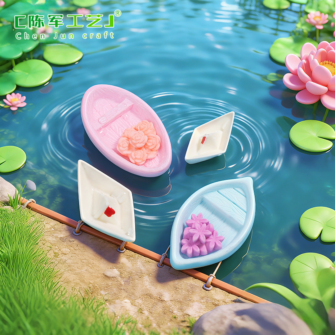 O1CN01A5KWBx1cadgc2PQ2s_1031983617-0-cib.jpg Creative Miniature Floating Flower Paper Boat Customizable Decorative Ornament Aquarium Decoration DIY Accessory Desktop Display - Image 1
