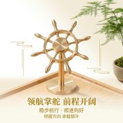 Solid Brass Nautical Compass Steering Wheel Tabletop Decorative Craft Rotatable Boat Rudder Custom Metal Medal Badge Gift - Image 3
