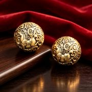 实心黄铜马上发财手球手把件解压文玩创意桌面摆件健身手球工艺品