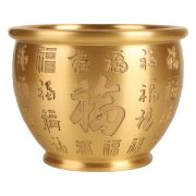 黄铜米缸百福铜缸摆件水缸聚宝盆客厅家居装饰家用小铜盆存钱罐