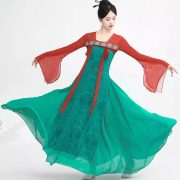 Elegant Long Silk Gown for Women Adult Stage Performance Costume Tunic Skirt Practice Uniform Draped Ancestral Dance Outfit - Image 3