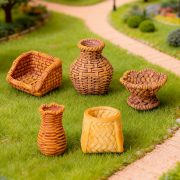 Creative Miniature Customizable Decorative Wicker Basket Bamboo Woven DIY Decoration Accessories Resin Craft Small Ornament - Image 4