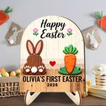 Easter Tabletop Decoration American Vintage Wooden Ornament Festive Atmosphere Wood Stand Decor Wholesale From Factory