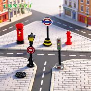 Customizable Decorative Resin Ornament Road Sign Lamp Post Mailbox Fire Hydrant Trash Can Flower Bed Road Cone Street Scene Craft Gift - Image 3