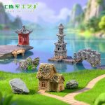 Creative Miniature Landscape Simulated Stone Tower Pavilion Gardening Bonsai DIY Decoration Accessories Eco-Friendly Bottle Small Display Resin Crafts