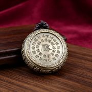 源头工厂黄铜百福日进斗金山水浮雕圆形文玩吉祥物摆件铜底座批发 - Image 3