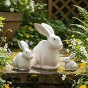 Retro American Wooden Decorative Rabbit Ornaments for Garden Courtyard Balcony Outdoor Display Family of Three Animal Theme - Image 4