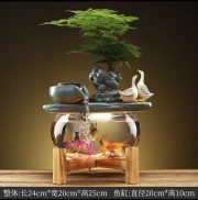 Creative Glass Goldfish Tank Mini Water Fountain Ornament for Living Room Desktop Small Household Wealth Attracting Fish Pond