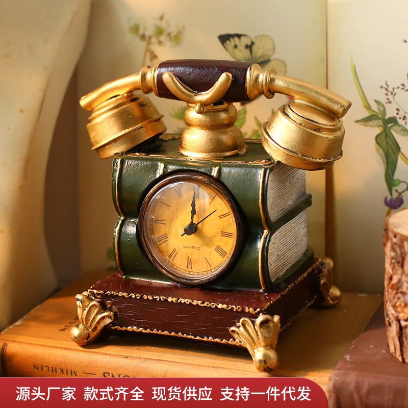 O1CN01BpcJdm2Kdh4RdXn3y_940899580-0-cib.jpg European Style Retro Table Clock Customizable Decorative Ornament for Home Bedroom Living Room Office Creative Display - Image 1
