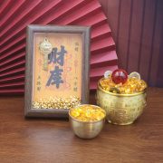 黄铜百福缸财库相框招财进宝小元宝摆件开业乔迁聚宝盆装饰品 - Image 4