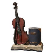 Retro Sax Violin Book Decorative Resin Pen Holder Customizable Living Room Study Desktop Decoration Artisanal Craft