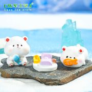 Customizable Decorative Ornaments Ice Cap Polar Bear Series Miniature Snowscape Landscape Cute Bear Fishing Pond Resin Figurine - Image 4