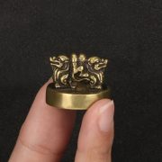 Miniature Antique-Style Bronze Stamp with Zodiac Design Custom Metal Badge Craftsmanship Collectible Miniature Jade Seal - Image 4