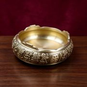 源头工厂黄铜百福日进斗金山水浮雕圆形文玩吉祥物摆件铜底座批发 - Image 4