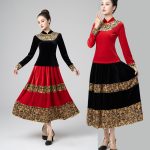 New Adult Stage Performance Costume Velvet Long Sleeve Maxi Skirt For Square Dance Autumn Winter Classic National Dance Outfit