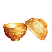 沙金龙凤碗聚宝盆摆件聚财招财进宝可旋转碗金饭碗桌面金属工艺品 - Image 5