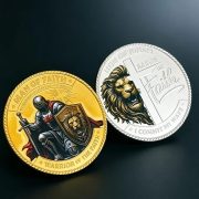 Faith Shield Knight Commemorative Coin Custom Metal Medal Badge Dual Color Process 3D Relief Gold Silver Plated Collectible Gift