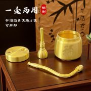 爆款黄铜福字水烟壶可清洗可拆卸便携过滤烟斗粗中细用男士烟斗 - Image 4