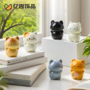创意卡通可爱站立猫猫公仔萌粒 diy娃娃屋装饰品桌面车载小摆件