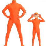 Halloween Zentai Full Body Suit Adult Stage Performance Costume Yellow Beard And Eyebrow Zentai Solid Color Amazon Orange Onesie