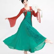 Elegant Long Silk Gown for Women Adult Stage Performance Costume Tunic Skirt Practice Uniform Draped Ancestral Dance Outfit - Image 4