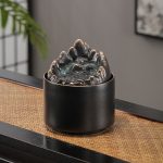 Ceramic Flowing Water Fountain Ornament Chinese Circular Design Ideal for Living Room Tea Table Office Desktop Decoration Gifts