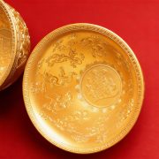 沙金龙凤碗聚宝盆摆件聚财招财进宝可旋转碗金饭碗桌面金属工艺品 - Image 2