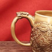 黄铜百福公道杯浮雕分酒杯家用茶具茶中式茶室招财纳福送礼好物 - Image 4
