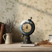 Fashionable Creative Resin Home Decorations Customizable Retro Earth Clock Tabletop Craftwork for Living Room - Image 2