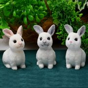 Customizable Decorative Rabbit Ornament Resin Craft Easter Plush Toy Gift Soft Velvet Material Cross-Border New Arrival