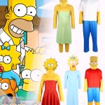 Simpsons Cartoon Cosplay Costume Adult Stage Performance Wear Family Matching Outfit One Size Fits Most