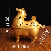 马年新款马上有钱香炉创意桌面客厅书房香薰炉金属黄铜工艺品摆件 - Image 4