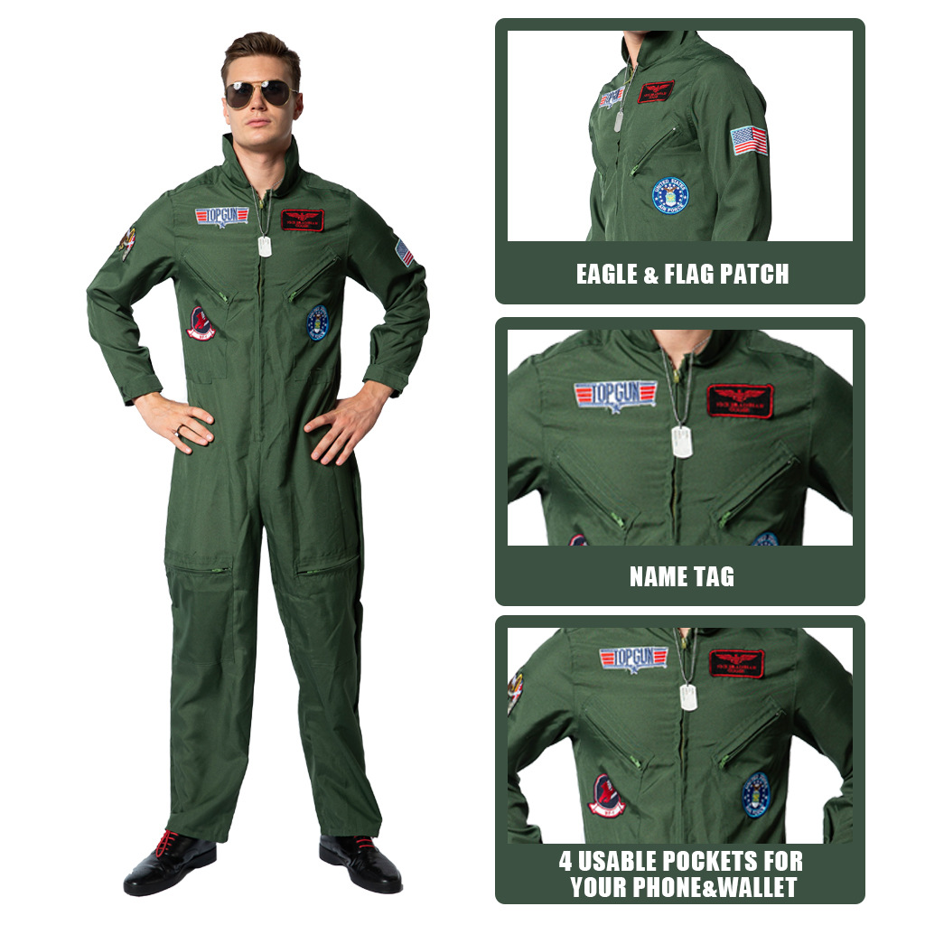 O1CN01GvUA7Q1enZenXLlqw_3876063916-0-cib.jpg 2025新款万圣节壮志凌云飞行员制服酒吧派对运动会团体表演舞台服 - Image 1