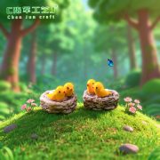 苔藓微景摆件观多肉盆栽造景装饰仿真卡通黄鹂鸟窝迷你微缩小摆件 - Image 5