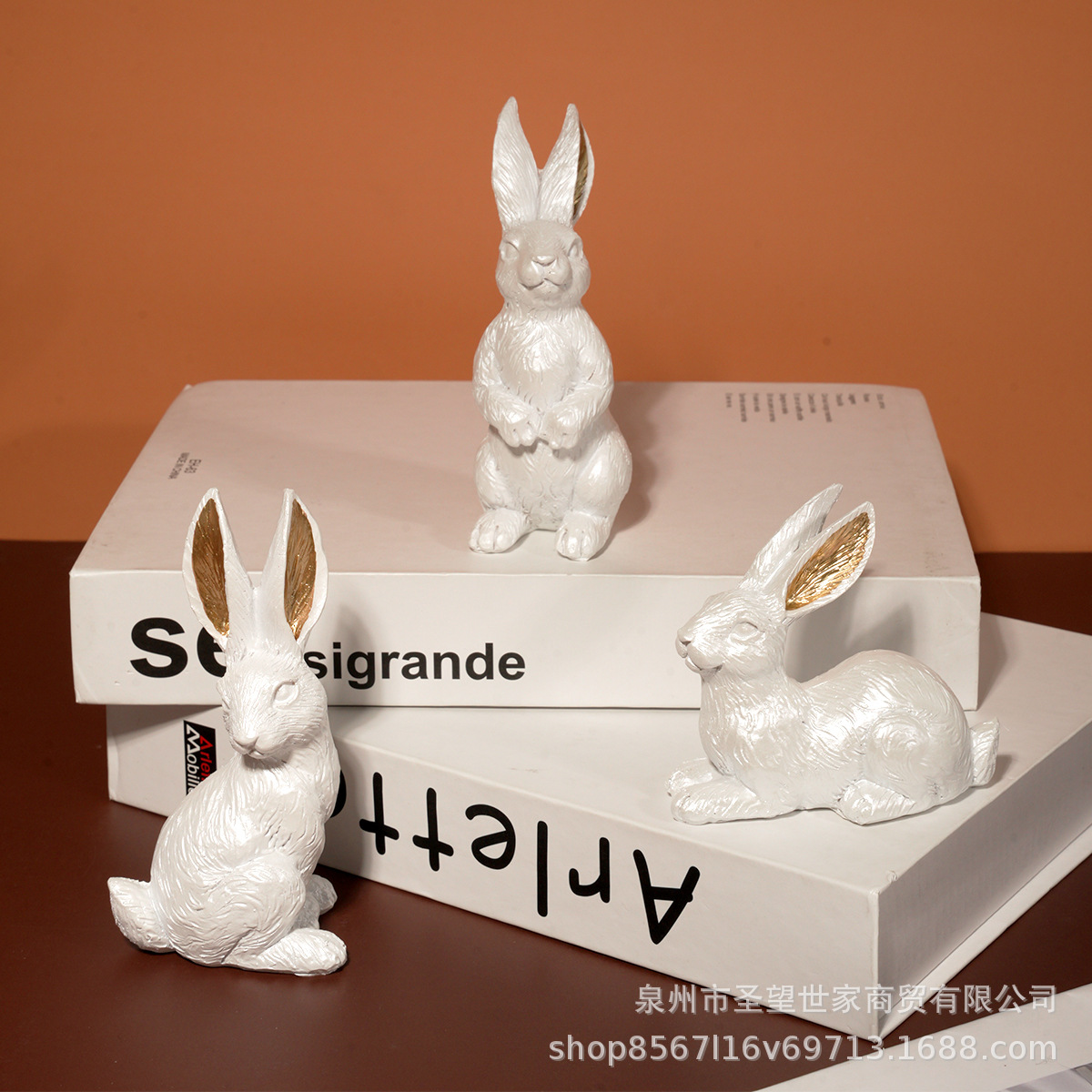O1CN01HA1aEp1eULU1Www9W_3875003874-0-cib.jpg Customizable Decorative Resin Rabbit Ornaments Set of Three for Easter Garden Decoration Realistic Cute Tabletop Accessories - Image 1