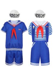 Stranger Things Ice Cream Shop Sailor Cosplay Costume Adult Stage Performance Suit Family Matching Halloween Party Outfit - Image 4
